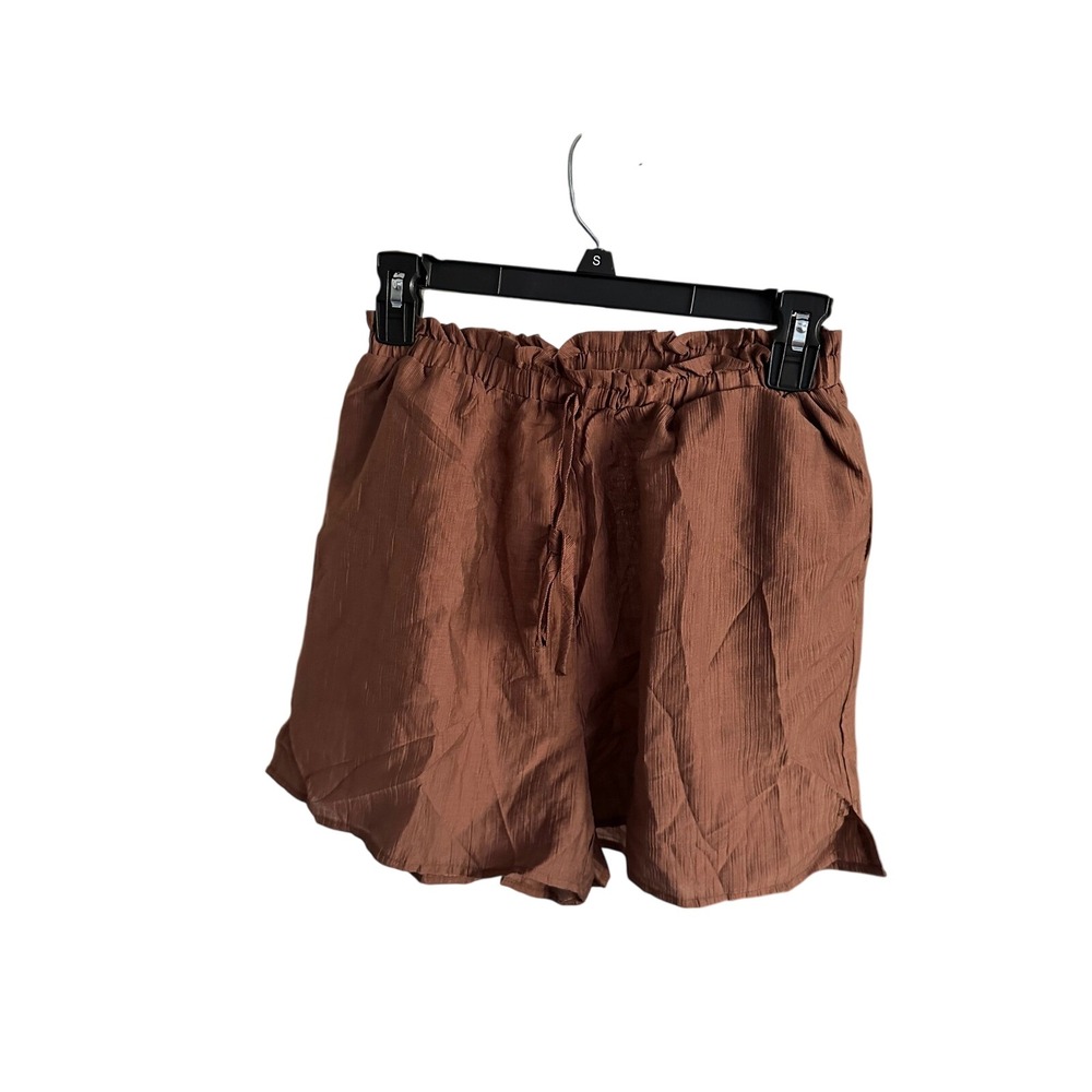 Cupshe Brown Textured Paperbag Waist Drawstring Shorts